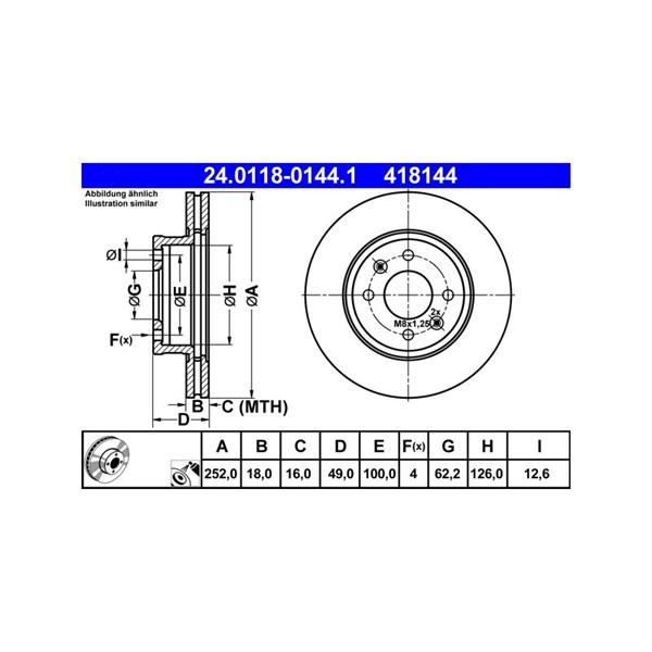 Bromsskiva Ventilerad, Framaxel Ate 24.0118-0144.1 ATE Bromsskiva Ventilerad, Framaxel Ate 24.0118-0144.1 ATE