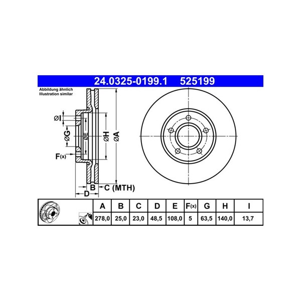Bromsskiva Ventilerad, Framaxel Ate Powerdisc 24.0325-0199.1 ATE Bromsskiva Ventilerad, Framaxel Ate Powerdisc 24.0325-0199.1 ATE