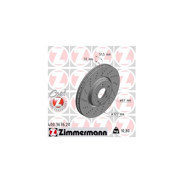 Bromsskiva Ventilerad, Framaxel Zimmermann 400.3676.20 ZIMMERMANN Bromsskiva Ventilerad, Framaxel Zimmermann 400.3676.20 ZIMMERMANN