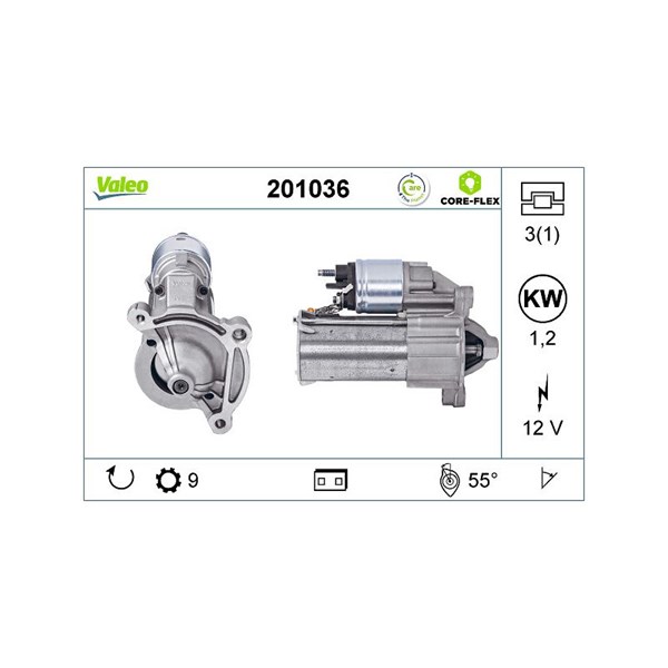 Startmotor 12V Valeo Valeo core-flex 201036 VALEO Startmotor 12V Valeo Valeo core-flex 201036 VALEO