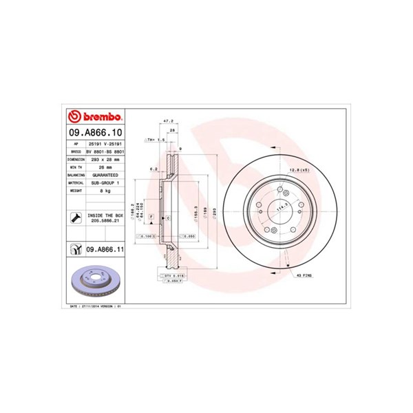 Bromsskiva, Framaxel BREMBO Bromsskiva, Framaxel BREMBO