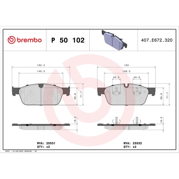 Bromsbeläggsats, Framaxel Brembo Brembo xtra line P 50 102X BREMBO Bromsbeläggsats, Framaxel Brembo Brembo xtra line P 50 102X BREMBO