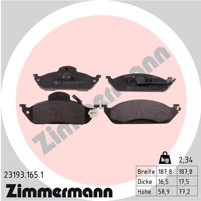 Bromsbeläggsats, Framaxel Zimmermann 23193.165.1 ZIMMERMANN Bromsbeläggsats, Framaxel Zimmermann 23193.165.1 ZIMMERMANN