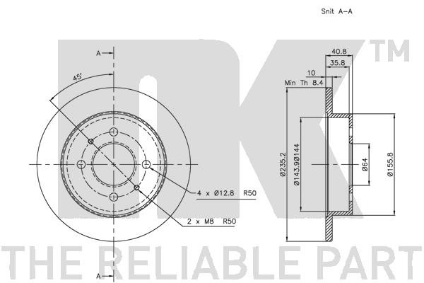 Bromsskiva Solid, Bakaxel Nk 203031 NK Bromsskiva Solid, Bakaxel Nk 203031 NK