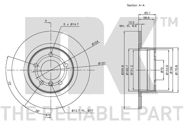 Bromsskiva Solid, Bakaxel Nk 311556 NK Bromsskiva Solid, Bakaxel Nk 311556 NK