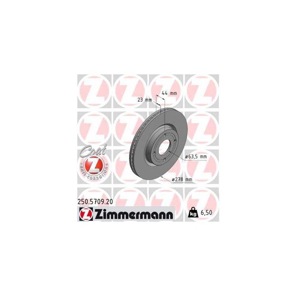 Bromsskiva Ventilerad, Framaxel Zimmermann 250.5709.20 ZIMMERMANN Bromsskiva Ventilerad, Framaxel Zimmermann 250.5709.20 ZIMMERMANN