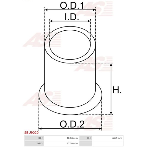 Bussning, startmotoraxel As-pl SBU9020 AS-PL Bussning, startmotoraxel As-pl SBU9020 AS-PL