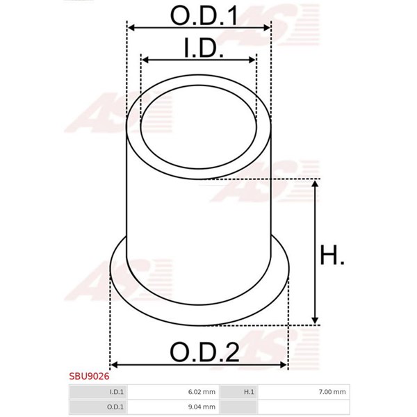 Bussning, startmotoraxel As-pl SBU9026 AS-PL Bussning, startmotoraxel As-pl SBU9026 AS-PL